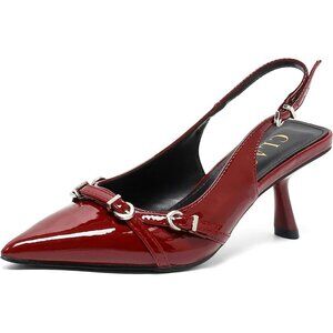 Kitten Heels for Women Strap Pointed Toe Slingback Pumps Wedding Party Shoes